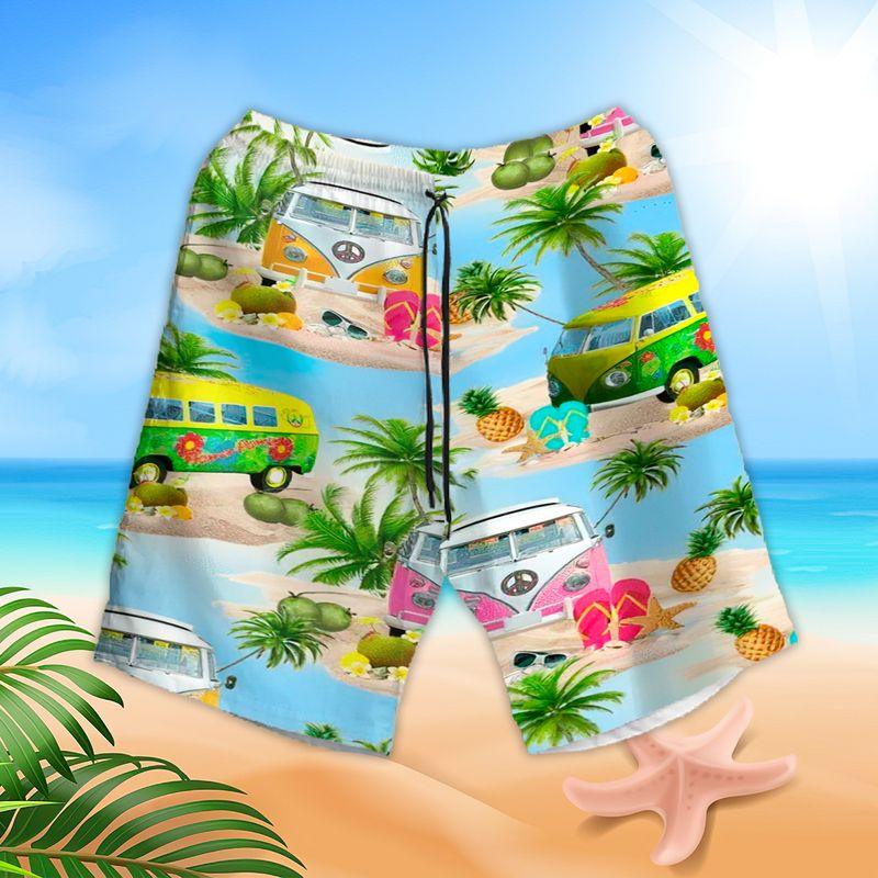 Hippie Aloha Hawaiian Shirts For Summer, Hippie Peace Bus Hippie Style Hawaiian Set For Men Women, Best Gift For Friend, Hippie Lovers, Vacation - Amzanimalsgift