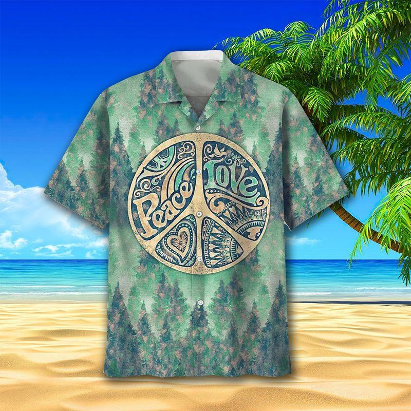 Hippie Aloha Hawaiian Shirts For Summer, Hippie Peace Love Hippie Style Hawaiian Set For Men Women, Best Gift For Friend, Hippie Lovers - Amzanimalsgift