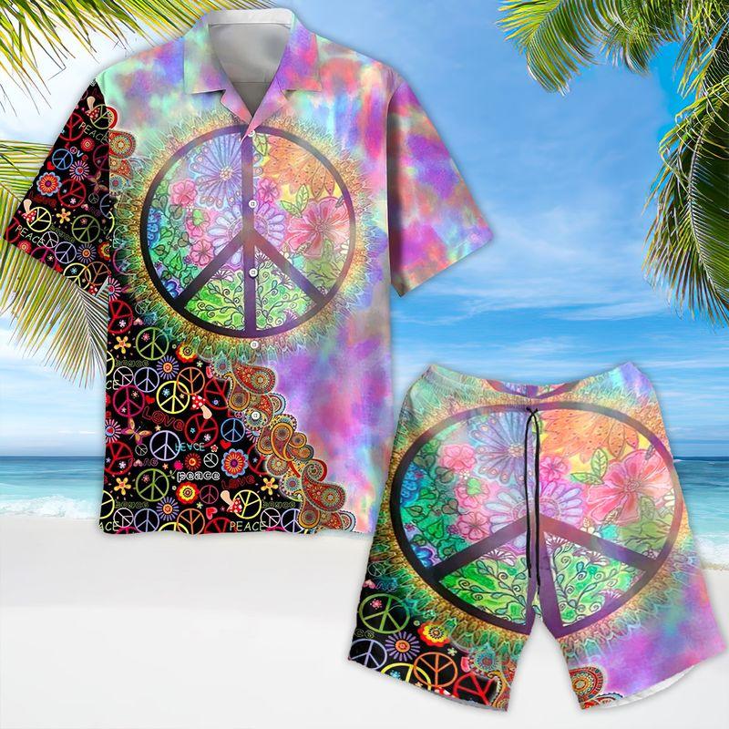 Hippie Aloha Hawaiian Shirts For Summer, Hippie Peace Love Life Hippie Holic Hawaiian Set For Men Women, Gift For Friend, Hippie Lovers - Amzanimalsgift