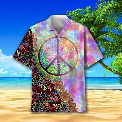 Hippie Aloha Hawaiian Shirts For Summer, Hippie Peace Love Life Hippie Holic Hawaiian Set For Men Women, Gift For Friend, Hippie Lovers - Amzanimalsgift
