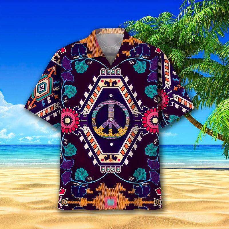 Hippie Aloha Hawaiian Shirts For Summer, Peace Sign Hippie Peace Style Hawaiian Set For Men Women, Best Gift For Friend, Hippie Lovers, Vacation - Amzanimalsgift