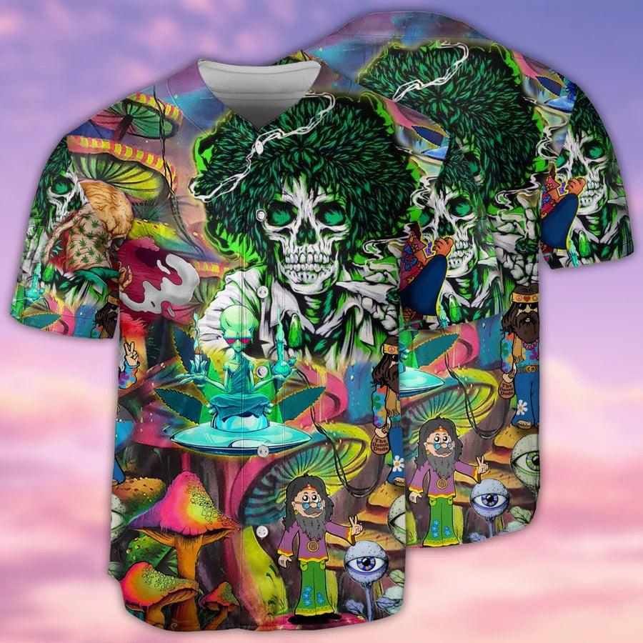 Hippie Baseball Jersey, Hippie Skull Peace Life Color Baseball Tee Jersey Shirt For Men And Women - Perfect Gift For Hippie Lovers - Amzanimalsgift