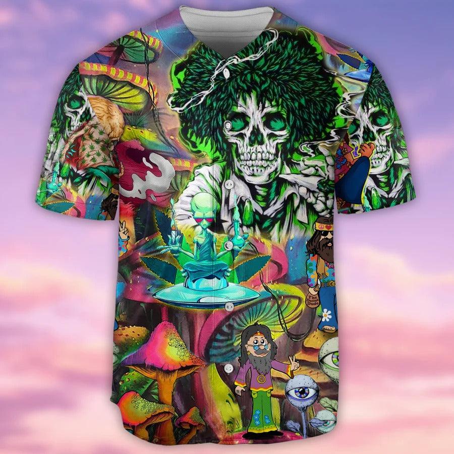 Hippie Baseball Jersey, Hippie Skull Peace Life Color Baseball Tee Jersey Shirt For Men And Women - Perfect Gift For Hippie Lovers - Amzanimalsgift