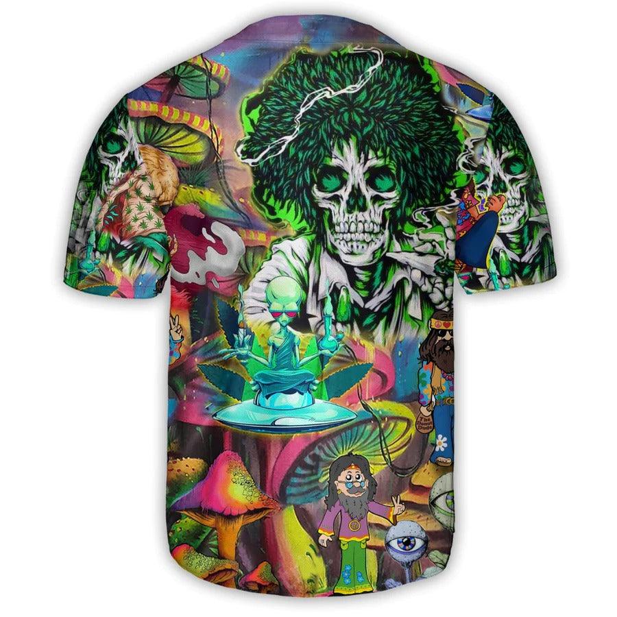 Hippie Baseball Jersey, Hippie Skull Peace Life Color Baseball Tee Jersey Shirt For Men And Women - Perfect Gift For Hippie Lovers - Amzanimalsgift