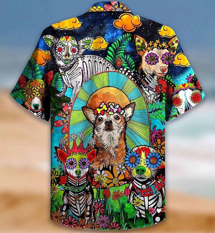 Hippie Chihuahua Aloha Hawaii Shirt - All You Need Is Love And A Chihuahua Hawaiian Shirt For Summer - Perfect Gift For Dog Lovers, Friend, Family - Amzanimalsgift