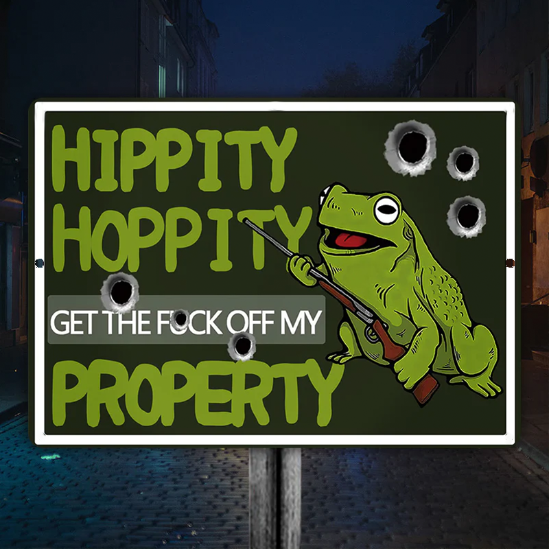 Hippity Hoppity Get Off My Property Frog Metal Signs, No Trespassing Metal Signs Decoration, Retro Vintage Signs For Home Decor