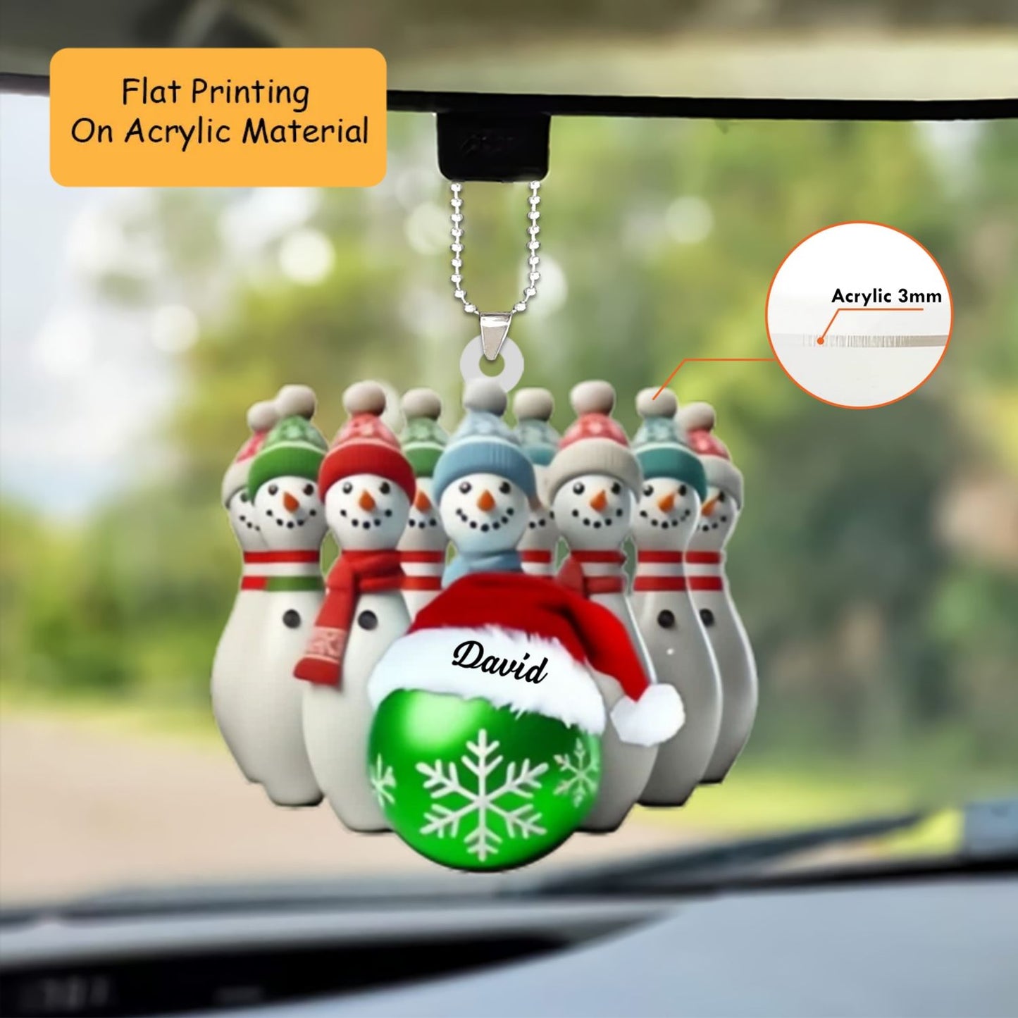 Custom Bowling Ball Ornaments, Bowling Christmas Keychain, Car Ornament, Christmas Ornament Gifts