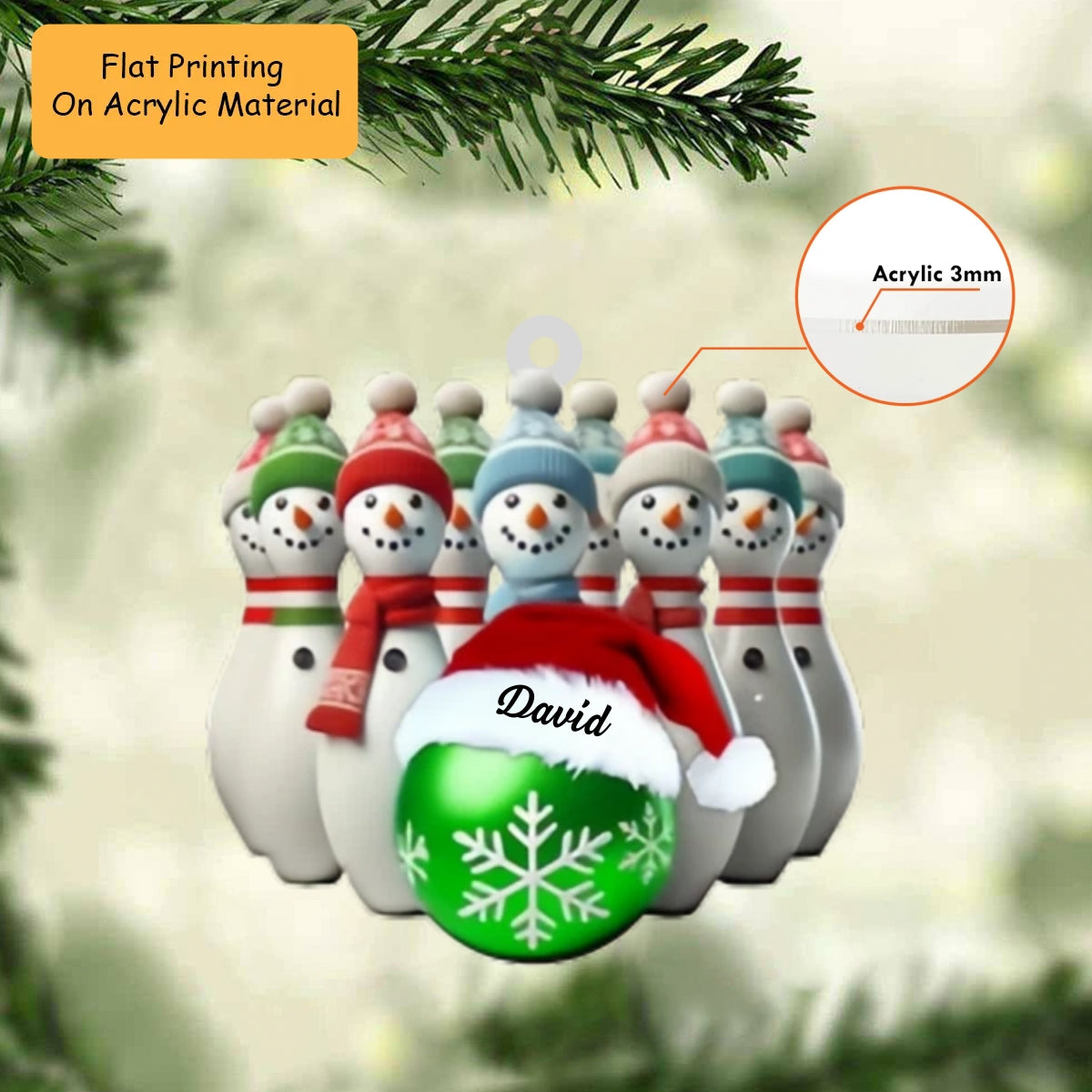 Custom Bowling Ball Ornaments, Bowling Christmas Keychain, Car Ornament, Christmas Ornament Gifts