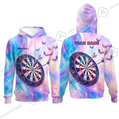 Custom Dart Jersey Team Shirt For Players, Dart Pastel Galaxy Butterfly, Personalize Name and Team Name