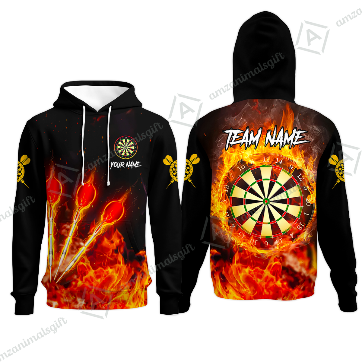 Custom Dart Jersey Team Shirt For Players, Dart Flame, Personalize Name and Team Name