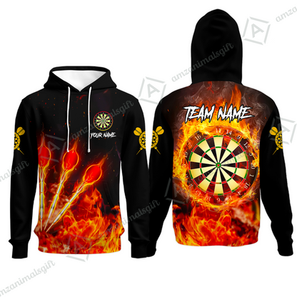 Custom Dart Jersey Team Shirt For Players, Dart Flame, Personalize Name and Team Name