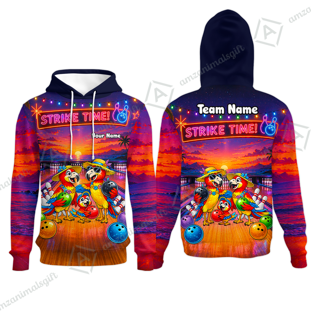 Custom Bowling Jersey Polo Shirt, Parrot Family, Custom Bowling Jersey Team Shirt For Players With Name and Team Name