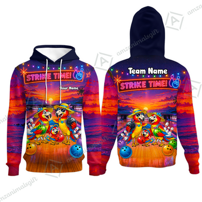 Custom Bowling Jersey Polo Shirt, Parrot Family, Custom Bowling Jersey Team Shirt For Players With Name and Team Name