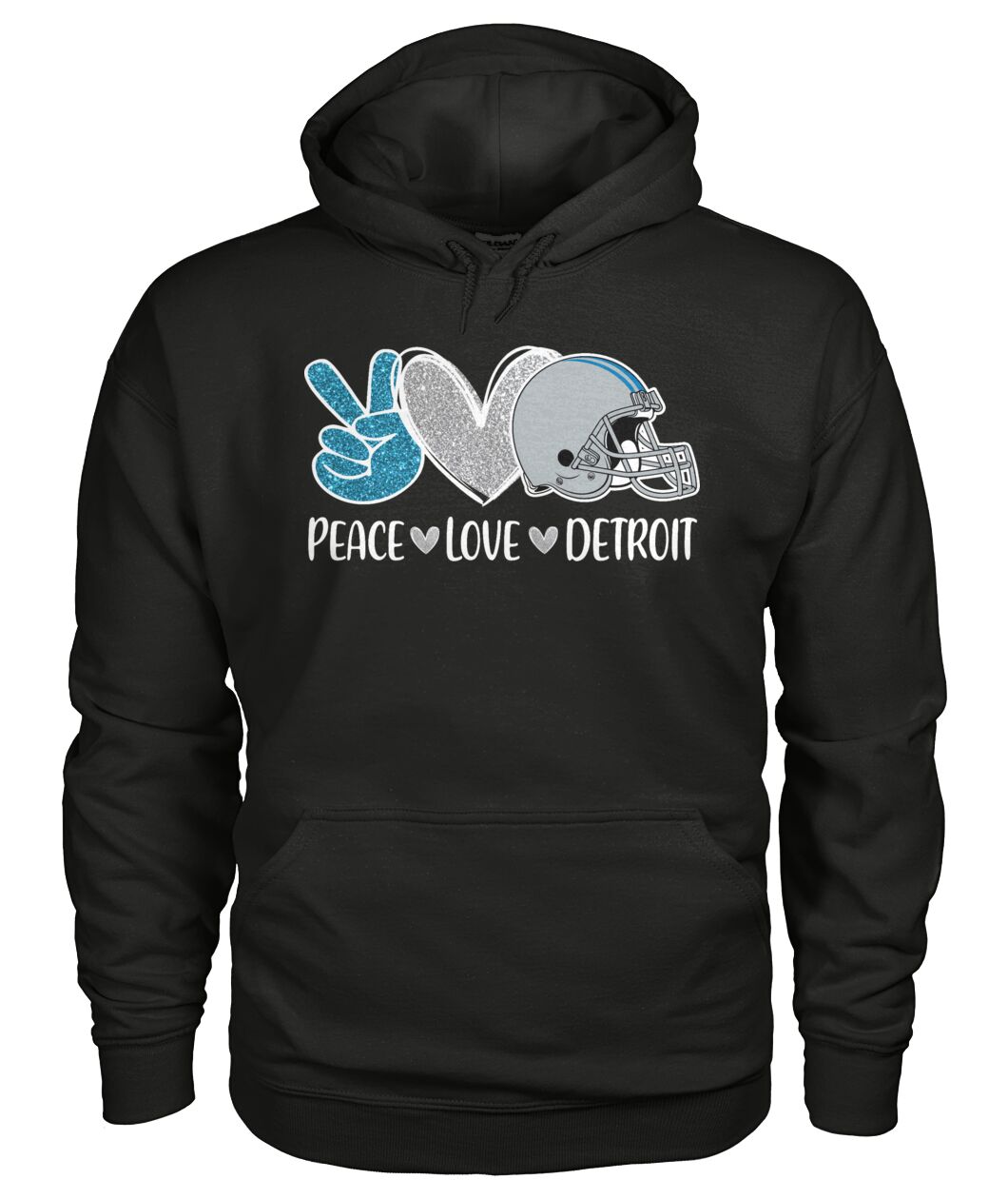 Detroit American Football Peace Silver Blue Hoodies, Perfect Outfit For Men Women Family Love Detroit Football Sport Lovers