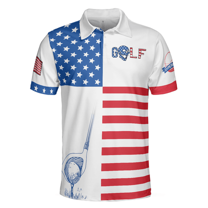 Horizontal Stripes Pattern Short Sleeve Golf Men Polo Shirt, American Flag Polo Shirt, Patriotic Golf Shirt For Men - Amzanimalsgift