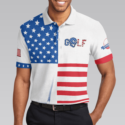 Horizontal Stripes Pattern Short Sleeve Golf Men Polo Shirt, American Flag Polo Shirt, Patriotic Golf Shirt For Men - Amzanimalsgift