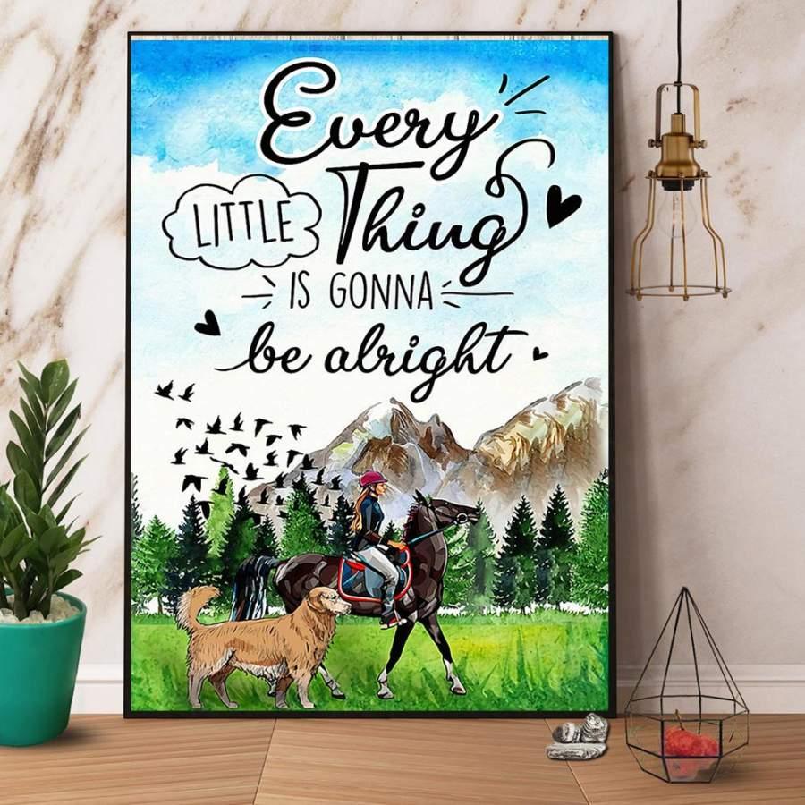 Horse And Golden Retriever Portrait Canvas, Every Little Thing Is Gonna Be Alright Canvas, Perfect Gift For Horse Lover, German Golden Retriever Lover - Amzanimalsgift