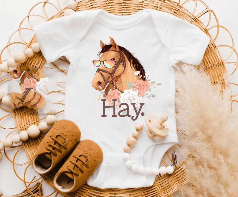 Horse Baby Onesies, Cute Baby Bodysuit, Cute Animal Baby Onesie, Newborn Onesies - Perfect Gift For Baby, Baby Gift Onesie - Amzanimalsgift