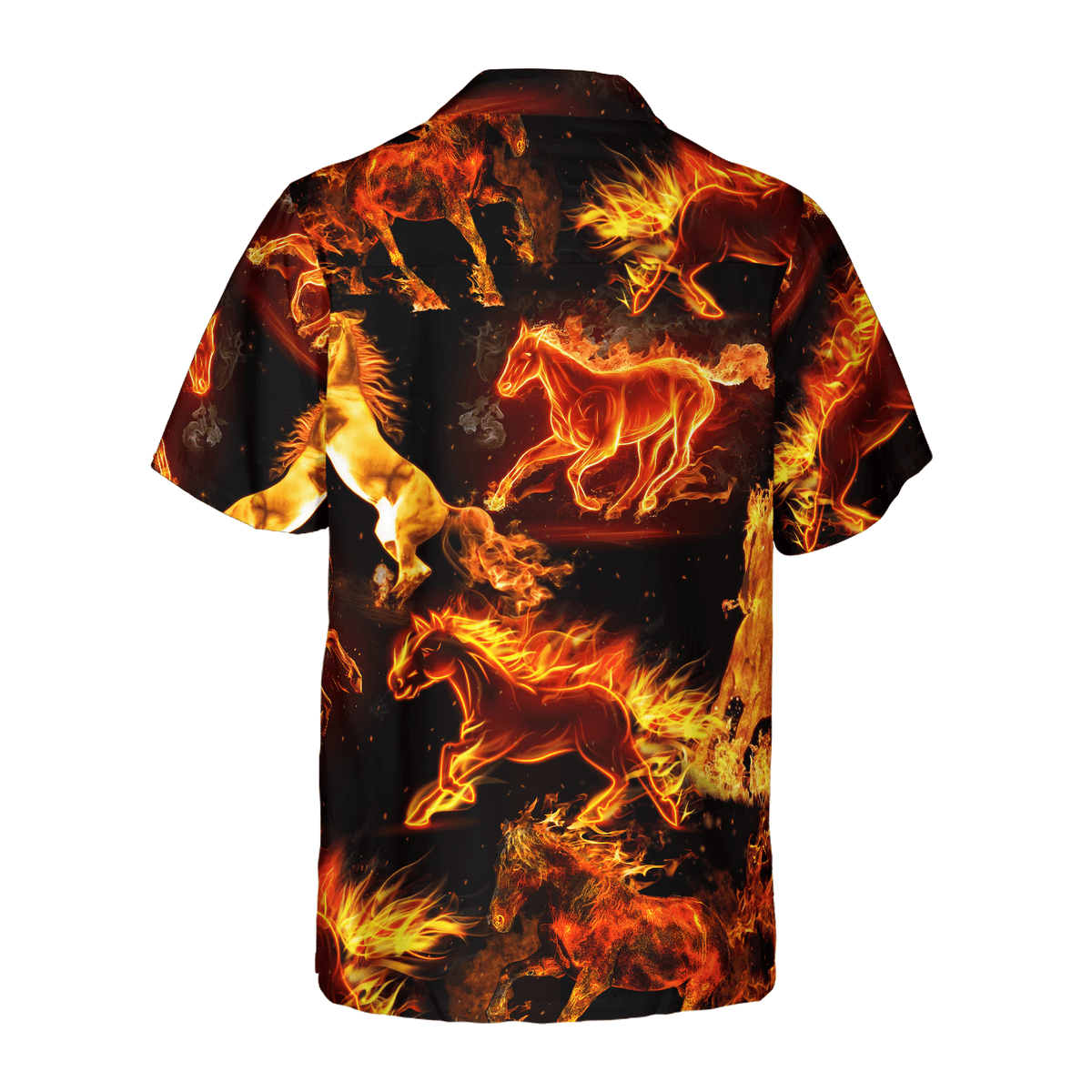 Horse Hawaiian Shirt, Flaming Horses Aloha Shirt For Men - Perfect Gift For Horse Lovers, Husband, Boyfriend, Friend, Family - Amzanimalsgift