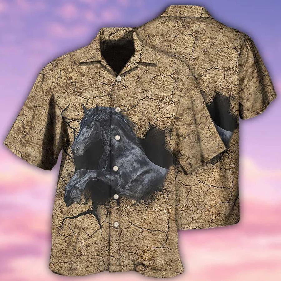 Horse Hawaiian Shirt For Summer - Horse Black Darkness Hawaiian Shirt - Perfect Gift For Men, Horse Lovers - Amzanimalsgift