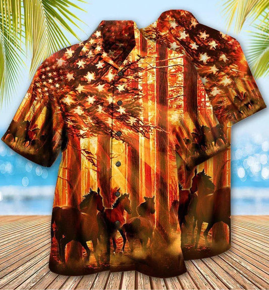 Horse Hawaiian Shirt For Summer - Horse Born To Rides Hawaiian Shirt - American Flag Aloha Shirt - Perfect Gift For Men, Horse Lovers - Amzanimalsgift