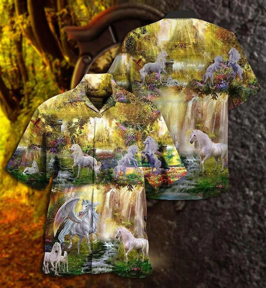 Horse Hawaiian Shirt For Summer - Horse Fly To Paradise Hawaiian Shirt, Pegasus Hawaiian Shirt - Perfect Gift For Men, Horse Lovers - Amzanimalsgift