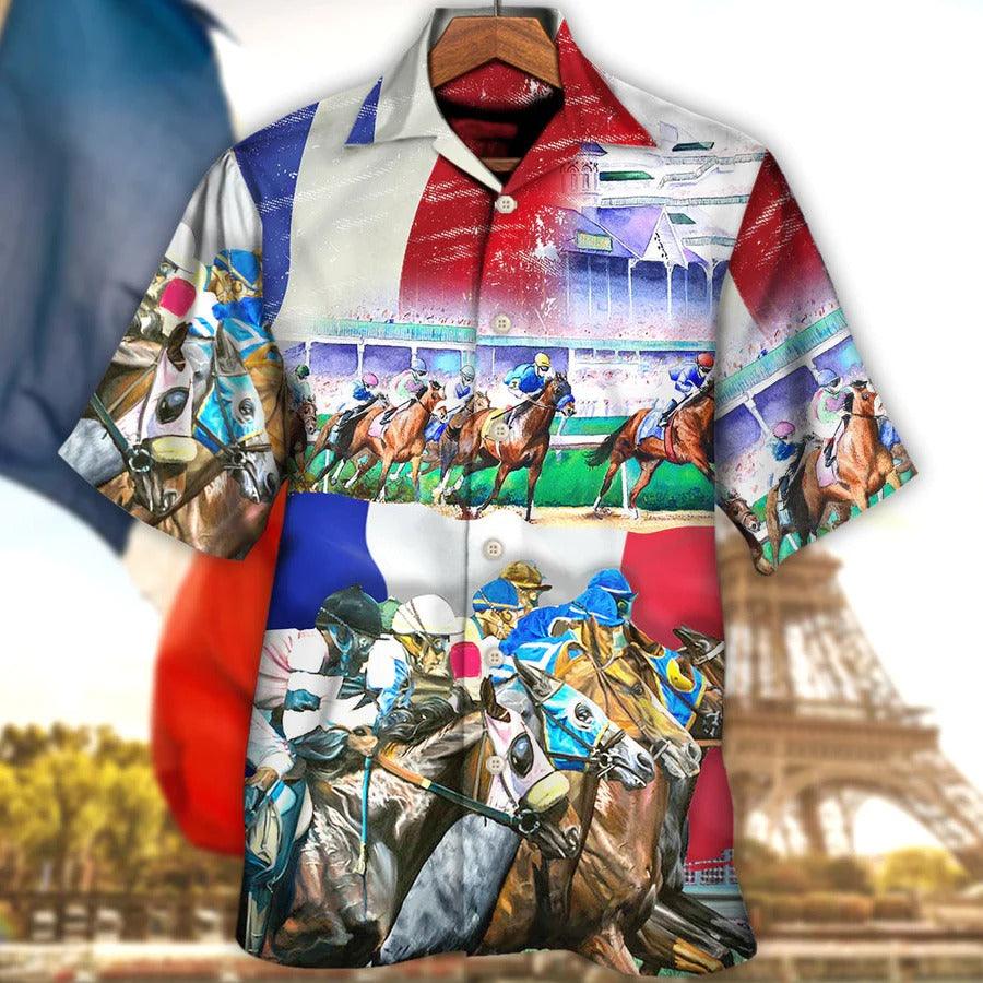 Horse Hawaiian Shirt For Summer - Horse France Horse Racing Amazing Seat Lover Hawaiian Shirt - Perfect Gift For Men, Horse Lovers, Horse Racing Lovers - Amzanimalsgift