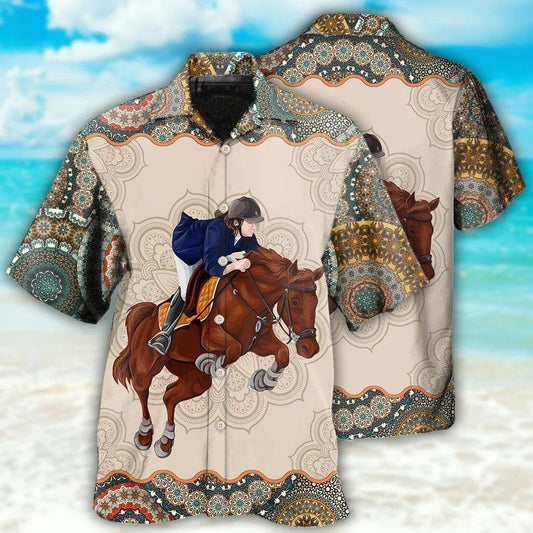 Horse Hawaiian Shirt For Summer - Horse Horseback Riding Hawaiian Shirt - Perfect Gift For Men, Horse Racing Lovers - Amzanimalsgift