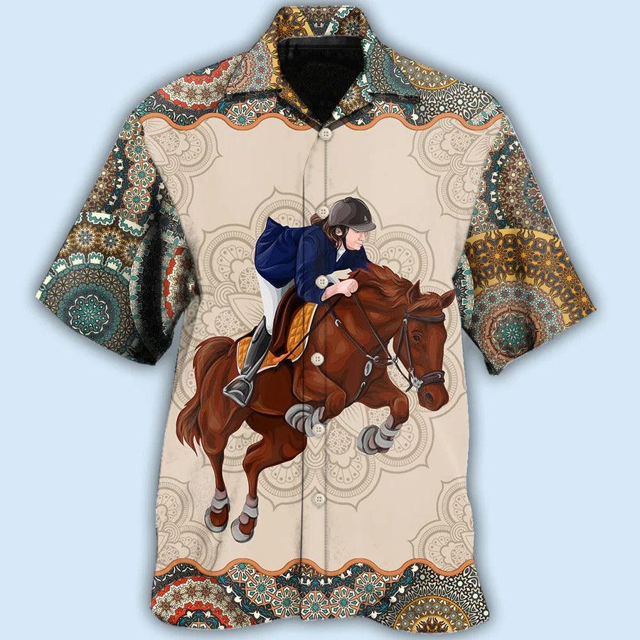 Horse Hawaiian Shirt For Summer - Horse Horseback Riding Hawaiian Shirt - Perfect Gift For Men, Horse Racing Lovers - Amzanimalsgift