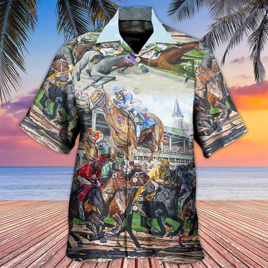 Horse Hawaiian Shirt For Summer - Horse Racing Be Strong Be Brave Hawaiian Shirt - Perfect Gift For Men, Horse Racing Lovers, Horse Lovers - Amzanimalsgift