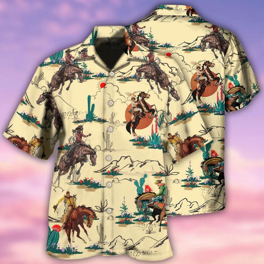 Horse Hawaiian Shirt For Summer - Horse Style Lover Lovely Hawaiian Shirt, Cowboys Hawaiian Shirt - Perfect Gift For Men, Horse Racing Lovers - Amzanimalsgift