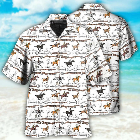 Horse Hawaiian Shirts For Summer - Beautiful Horse Jumping Hawaiian Shirt - Perfect Gift For Men, Horse Lovers - Amzanimalsgift