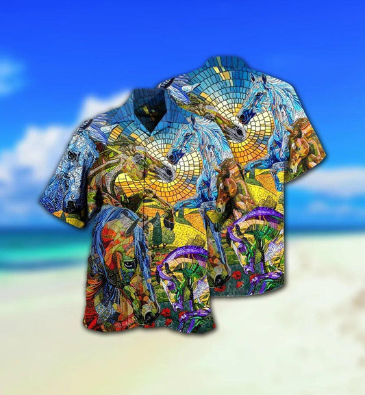 Horse Hawaiian Shirts For Summer - Horse Abstract Style Hawaiian Shirt - Perfect Gift For Men, Horse Lovers - Amzanimalsgift