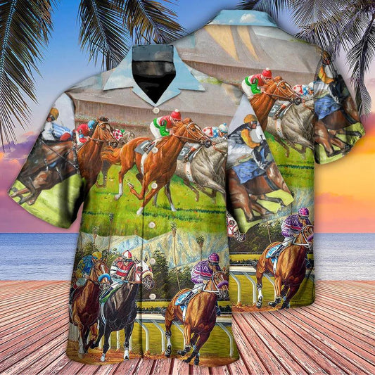 Horse Hawaiian Shirts For Summer - Horse Racing Don't Look Back Hawaiian Shirt - Perfect Gift For Men, Horse Racing Lovers - Amzanimalsgift