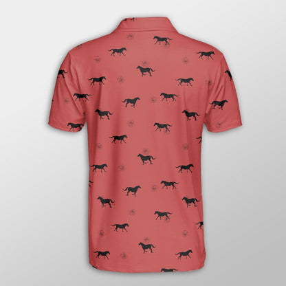 Horse Men Polo Shirts For Summer - Horse Pattern Red Background Pattern Shirts For Men - Perfect Gift For Horse Lovers, Cattle Lovers - Amzanimalsgift