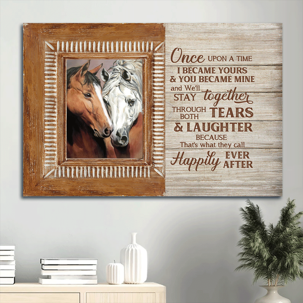 Horse Premium Wrapped Landscape Canvas - Beautiful Horse, Brown Window, Once Upon A Time - Perfect Gift For Members Family, Horse Lovers - Amzanimalsgift