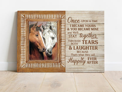 Horse Premium Wrapped Landscape Canvas - Beautiful Horse, Brown Window, Once Upon A Time - Perfect Gift For Members Family, Horse Lovers - Amzanimalsgift