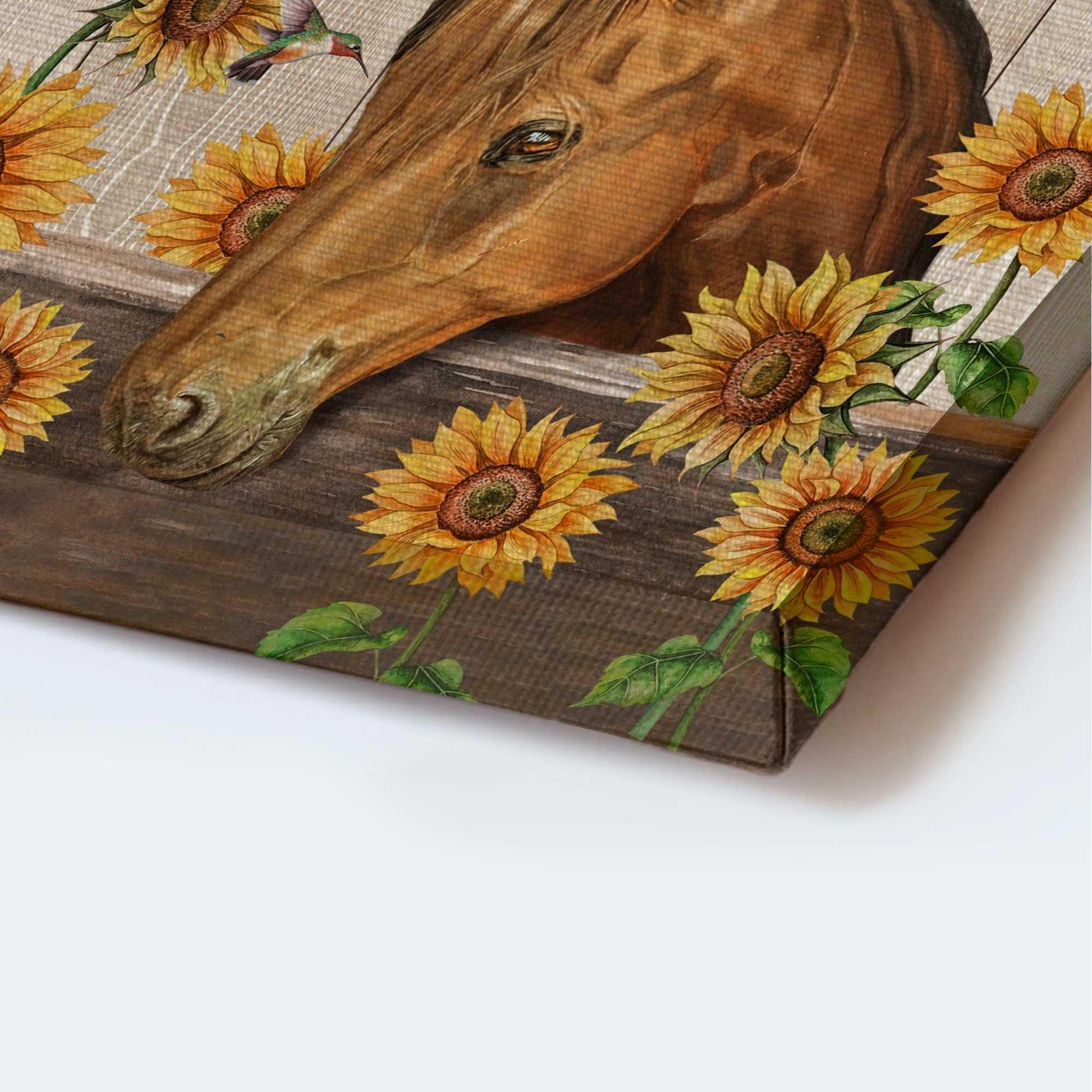 Horse Premium Wrapped Portrait Canvas - Amazing Horse, Sunflower Garden, Hummingbird, Everyday Is A New Beginning - Perfect Gift For Horse Lovers - Amzanimalsgift