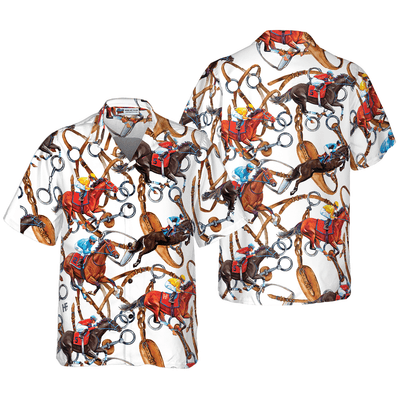 Horse Racing Hawaiian Shirt, Horse Aloha Shirt For Men - Perfect Gift For Horse Lovers, Husband, Boyfriend, Friend, Family - Amzanimalsgift