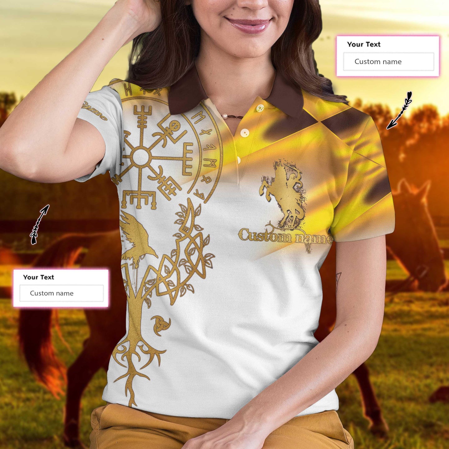 Horse Riding Custom Name Women Polo Shirt, In A World Full Of Princesses Be A Valkyrie Personalized Women Polo Shirts, Gift For Horse Riding Lovers - Amzanimalsgift