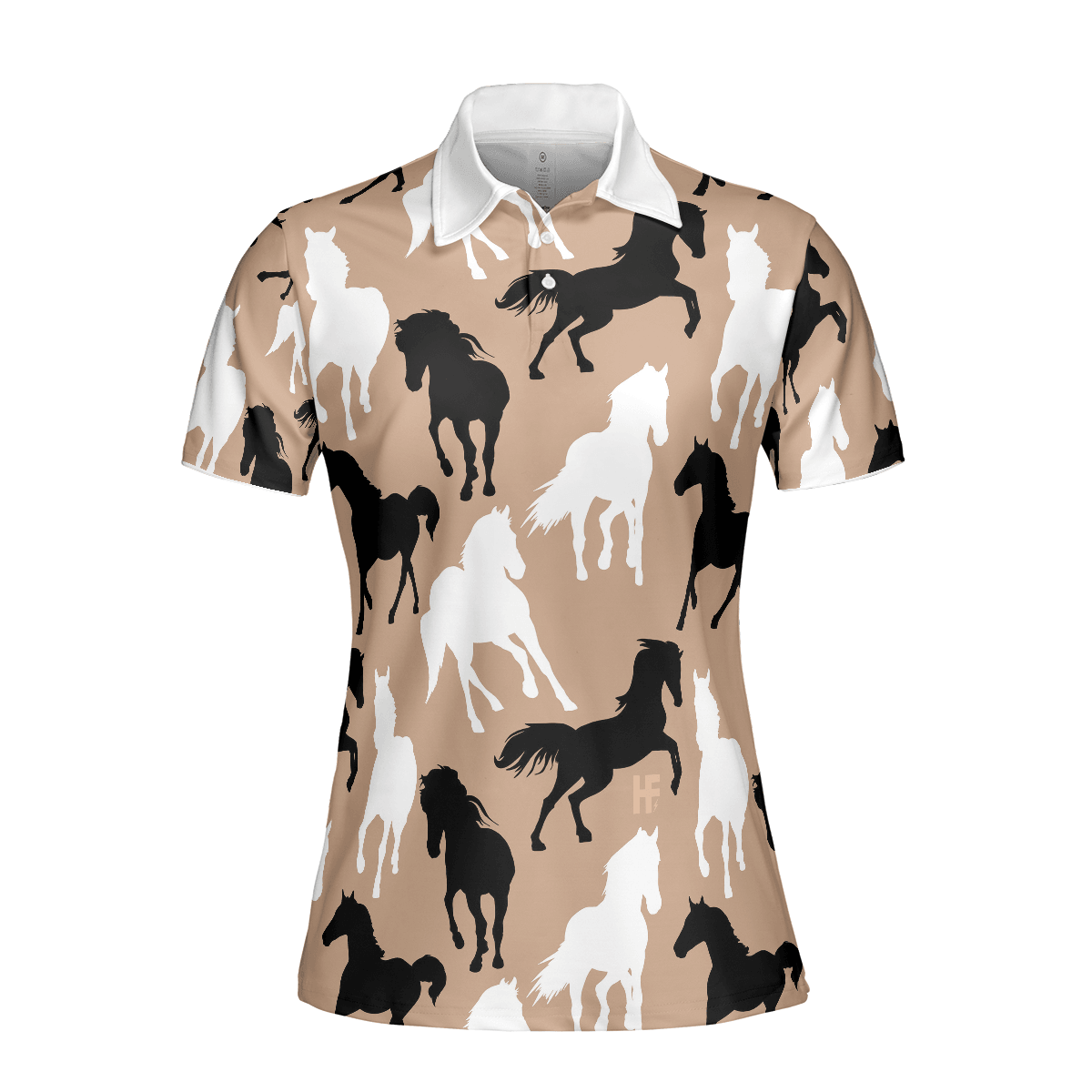 Horse Women Polo Shirt, Black Horses White Horses Women Polo Shirts, Gift For Ladies, Girls, Woman, Horse Lovers - Amzanimalsgift