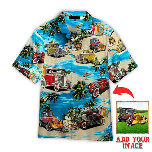 Hot Rod Tropical Custom Photo Hawaiian Shirt, Personalized Hawaiian Shirts - Perfect Gift For Family, Friends - Amzanimalsgift