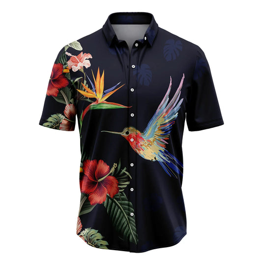 Hummingbird Hawaiian Shirt, Tropical Flower Aloha Shirt For Men Women - Perfect Gift For Husband, Boyfriend, Friend, Family, Wife, Girlfriend - Amzanimalsgift