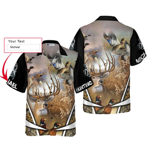 Hunting Custom Name Hawaiian Shirt, Personalized Deer Animals Aloha Shirts For Men Women, Perfect Gift For Husband, Wife, Boyfriend, Friend - Amzanimalsgift