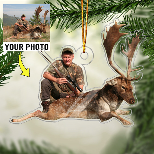 Christmas Ornaments For Hunting Lovers With Customized Photo Custom Shape Acrylic Ornaments