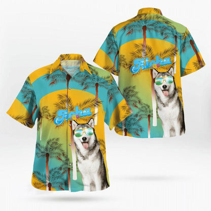 Husky Aloha Hawaiian Shirt - Dog Summer Beach Tropical Leaves Hawaiian Shirt For Summer - Perfect Gift For Dog Lovers Friend, Family - Amzanimalsgift