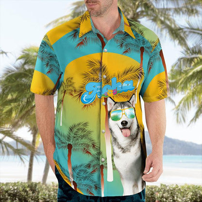 Husky Aloha Hawaiian Shirt - Dog Summer Beach Tropical Leaves Hawaiian Shirt For Summer - Perfect Gift For Dog Lovers Friend, Family - Amzanimalsgift