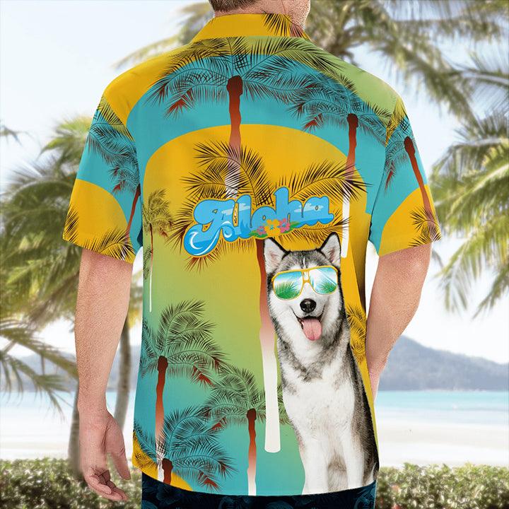 Husky Aloha Hawaiian Shirt - Dog Summer Beach Tropical Leaves Hawaiian Shirt For Summer - Perfect Gift For Dog Lovers Friend, Family - Amzanimalsgift