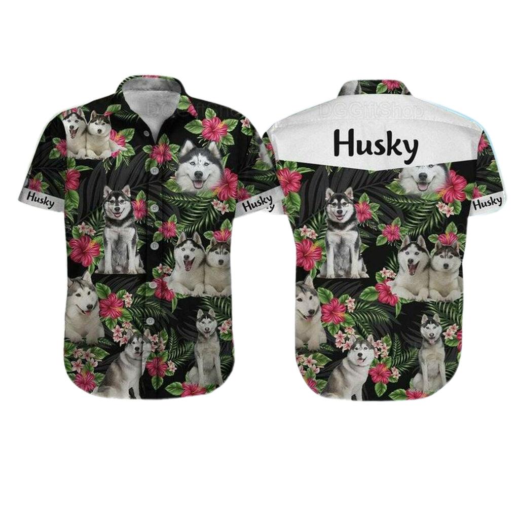 Husky Dog Aloha Hawaiian Shirt - Funny Husky Dog Pet Cute Hawaiian Shirt, Flowers Tropical Pattern Hawaiian Shirt For Men & Women, Husky Lover - Amzanimalsgift