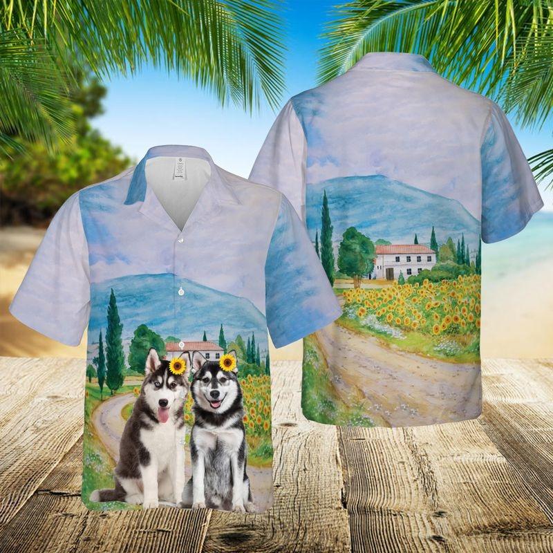 Husky Dog Aloha Hawaiian Shirt - Husky Puppies Dog Mom Hawaiian Shirt, usky Fans Summer Hawaiian Shirt For Men & Women, Dog Lover - Amzanimalsgift